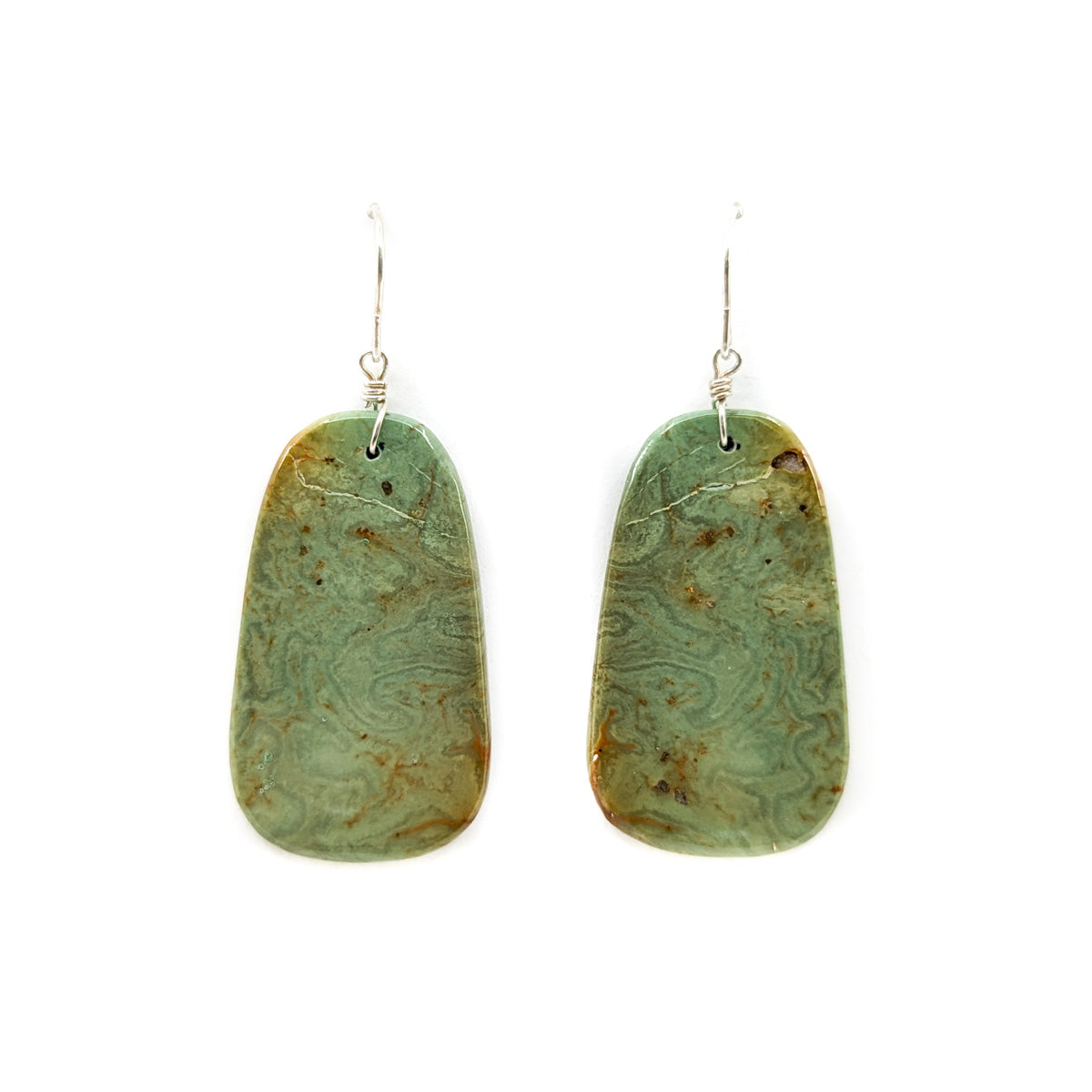 Wide Green Turquoise Slab Earring