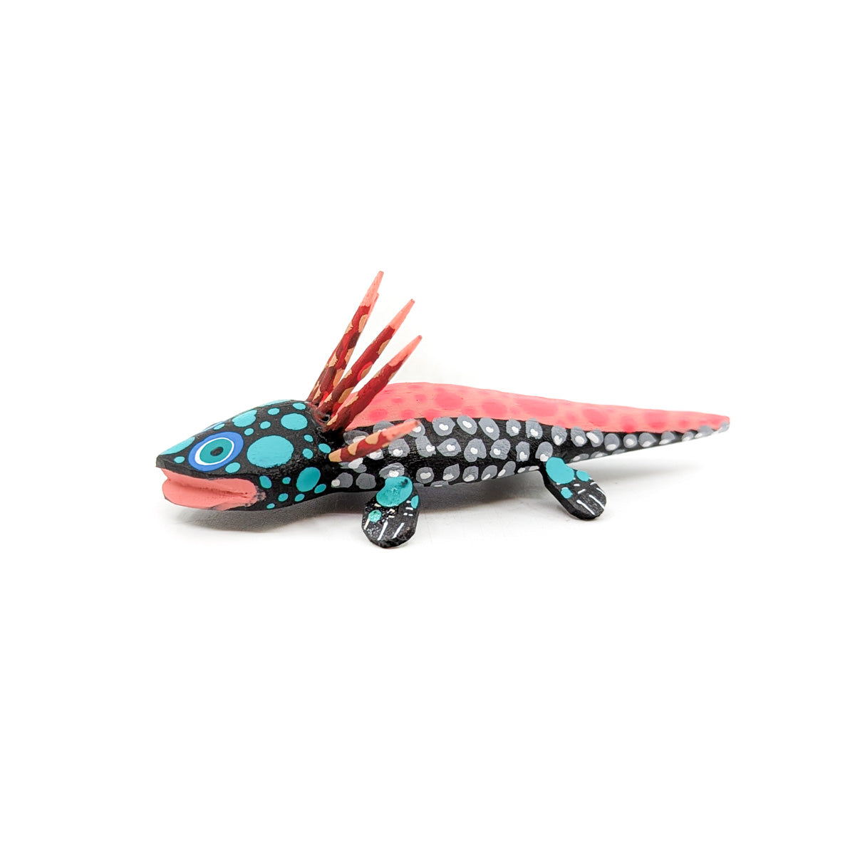 Teal Spotted Axolotl with Pink Spotted Tail