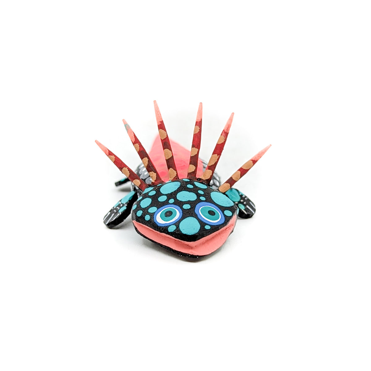 Teal Spotted Axolotl with Pink Spotted Tail