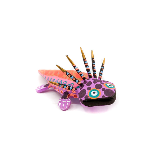 Axolotl with Purple Head and Orange Spotted Tail