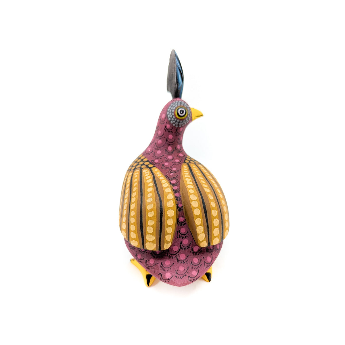 Magenta and Gold Quail with Teal Top Knot