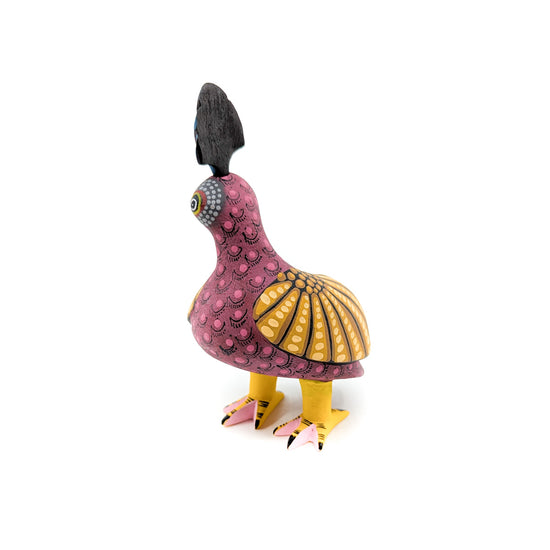 Magenta and Gold Quail with Teal Top Knot