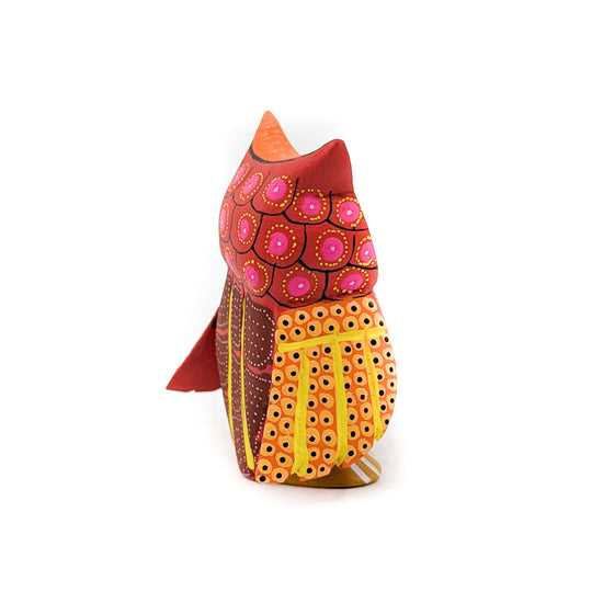 Red and Orange Owl with Pink Dots