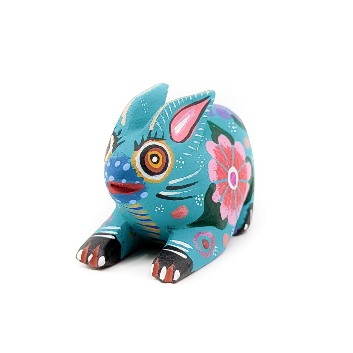 Turquoise Tone Bunny with Floral Accent
