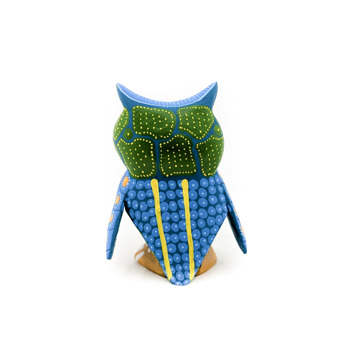 Wise Blue Owl with Green Highlights