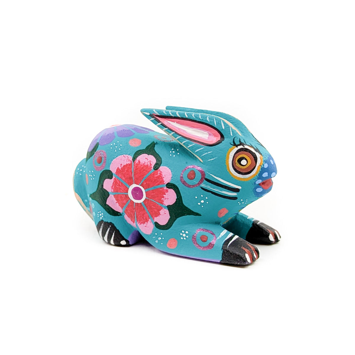 Turquoise Tone Bunny with Floral Accent