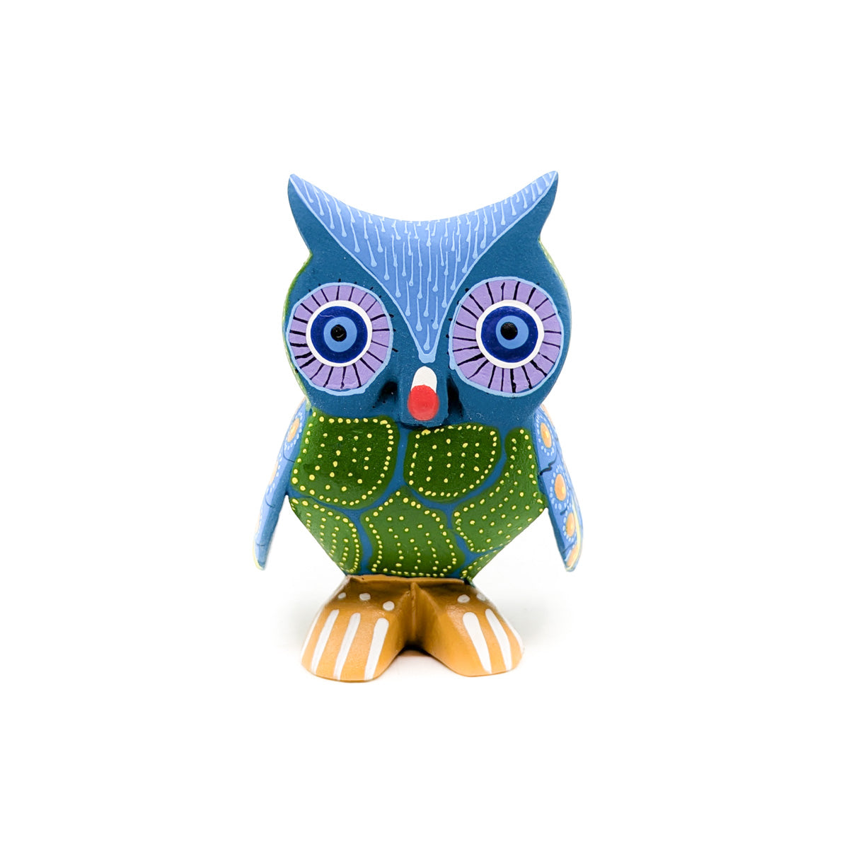 Wise Blue Owl with Green Highlights