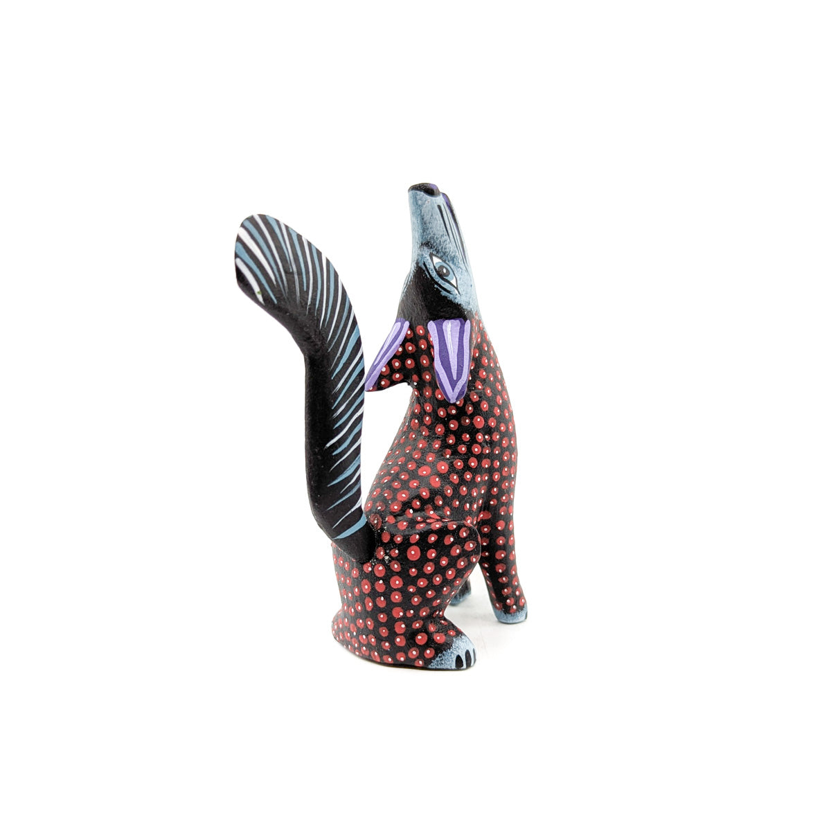 Howling Red and Grey Coyote with Purple Ears