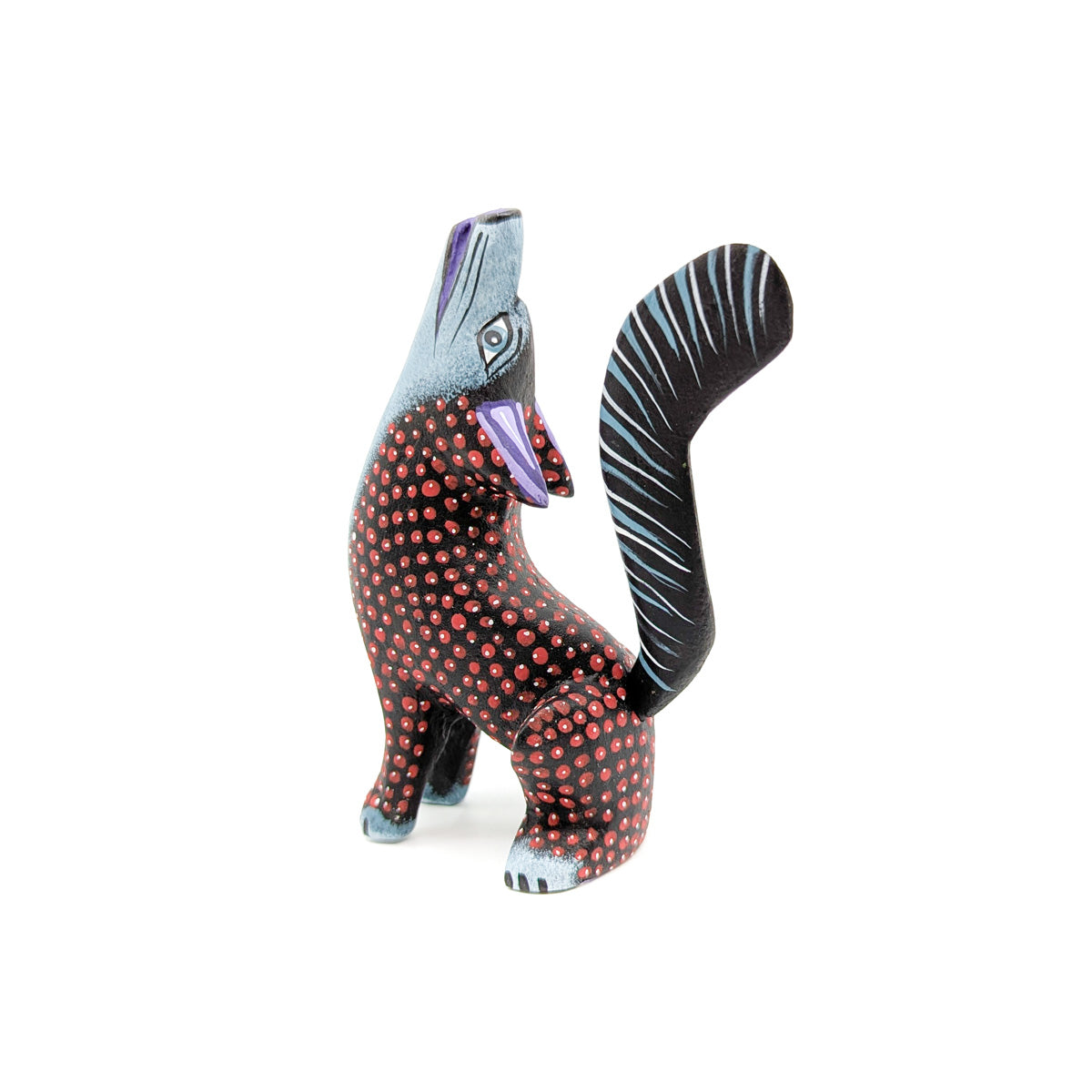 Howling Red and Grey Coyote with Purple Ears