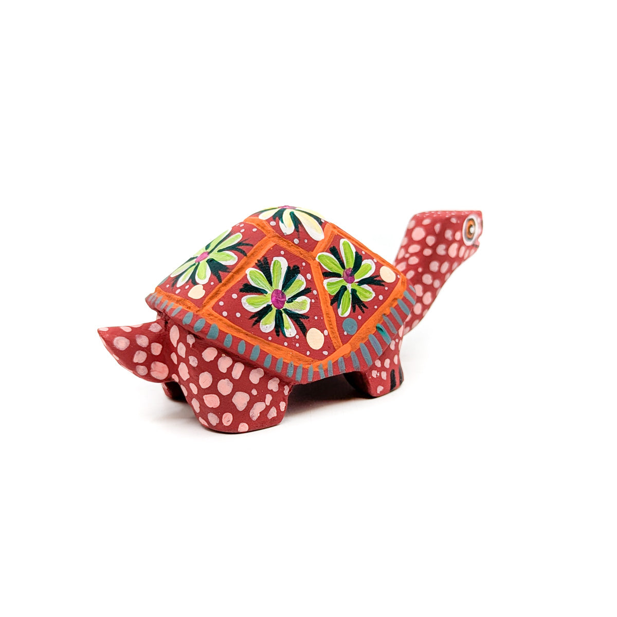 Cute Red Tortoise with Flowered Shell