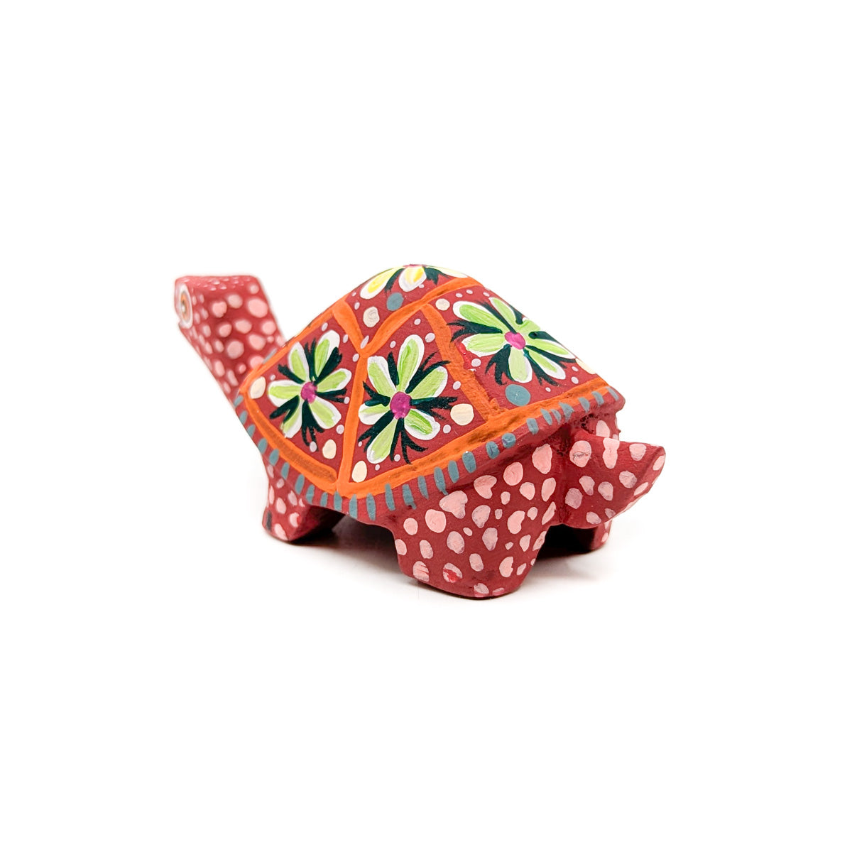 Cute Red Tortoise with Flowered Shell