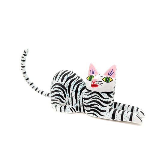 Black and White Striped Reclining Kitty