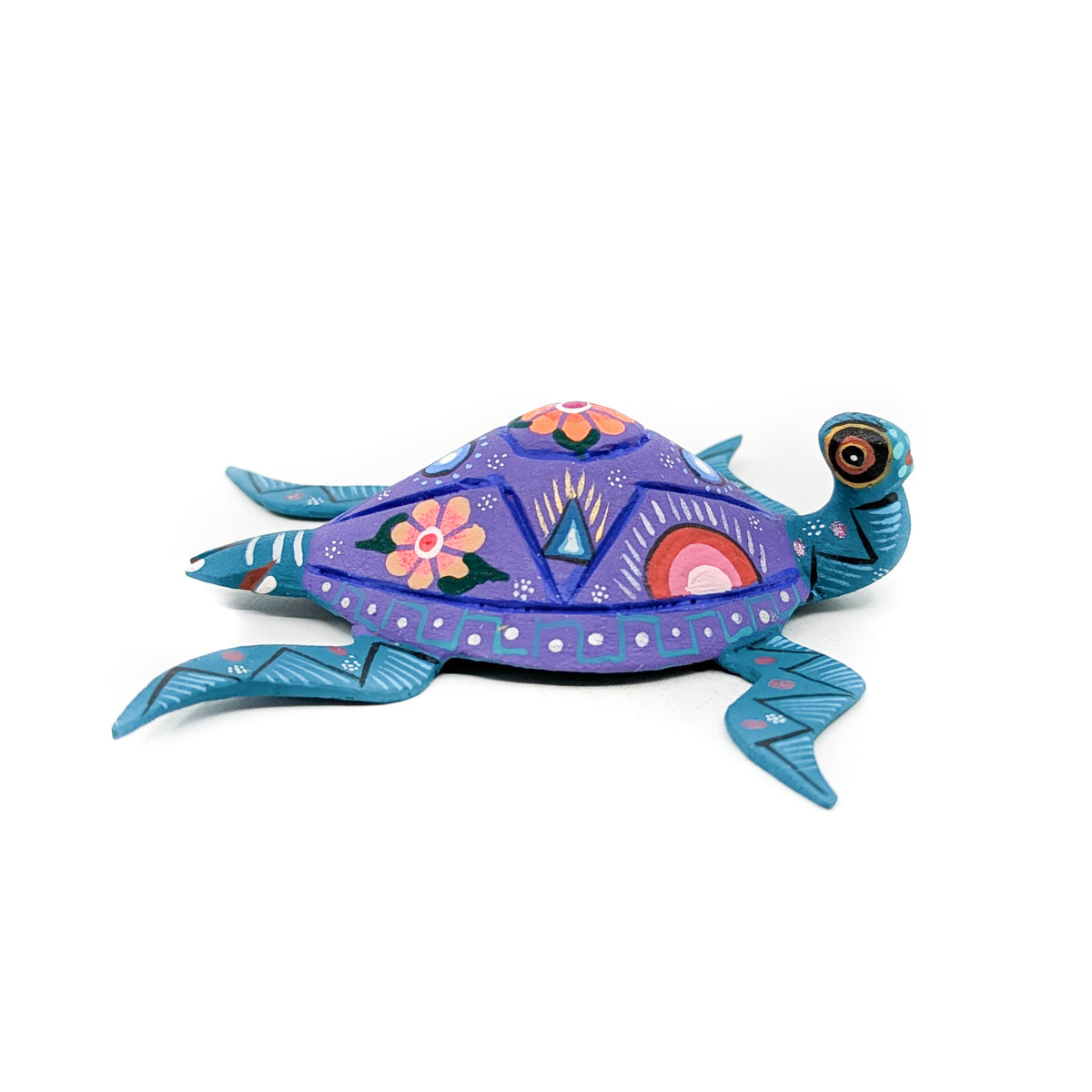 Teal Sea Tortoise with Floral Shell