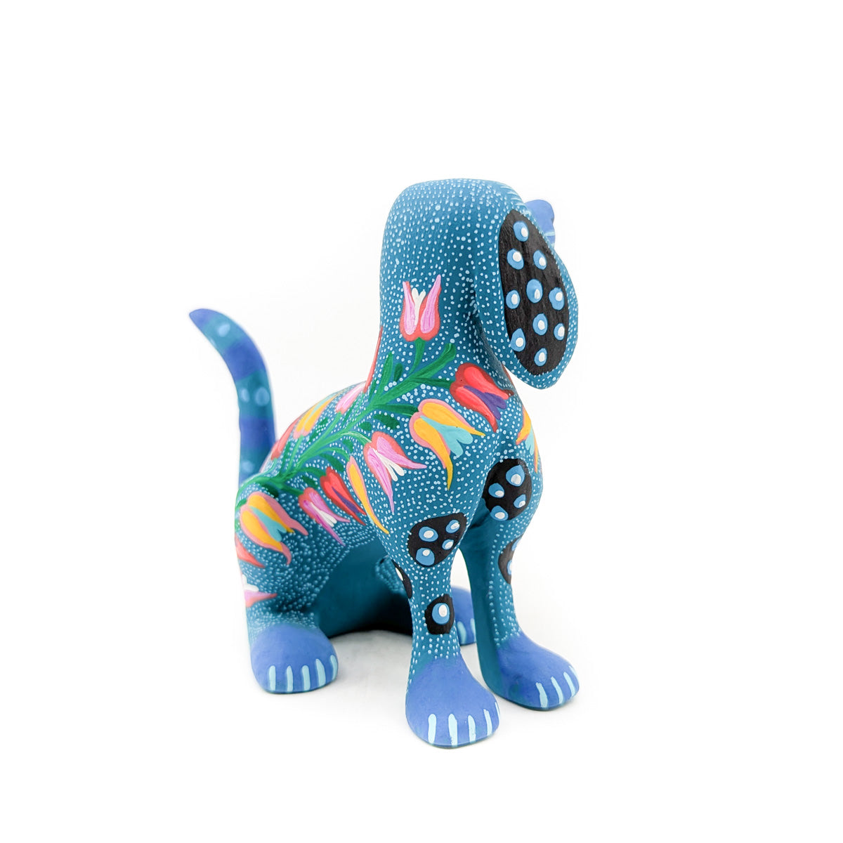 Blue Hound Dog with Tulip Accent