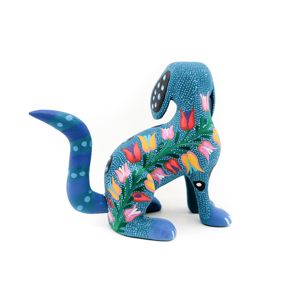 Blue Hound Dog with Tulip Accent
