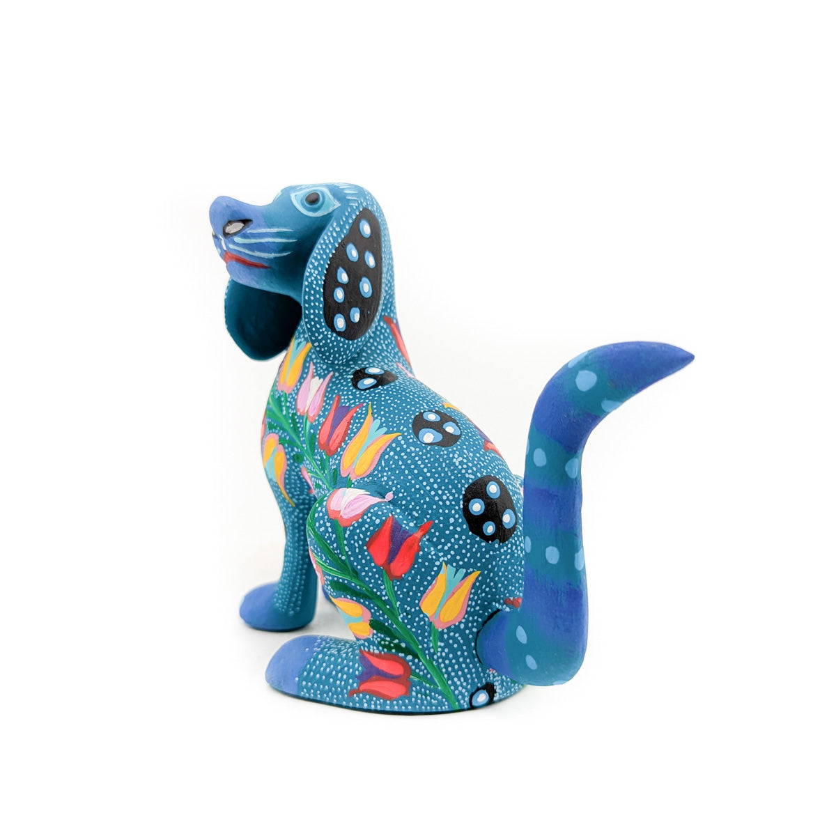 Blue Hound Dog with Tulip Accent