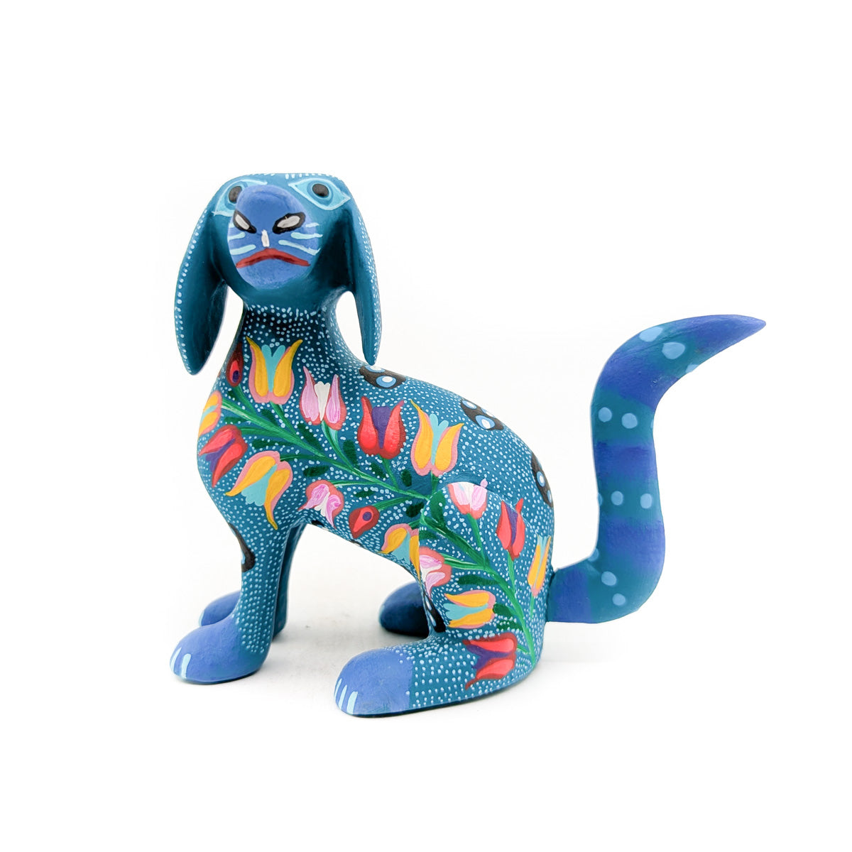 Blue Hound Dog with Tulip Accent