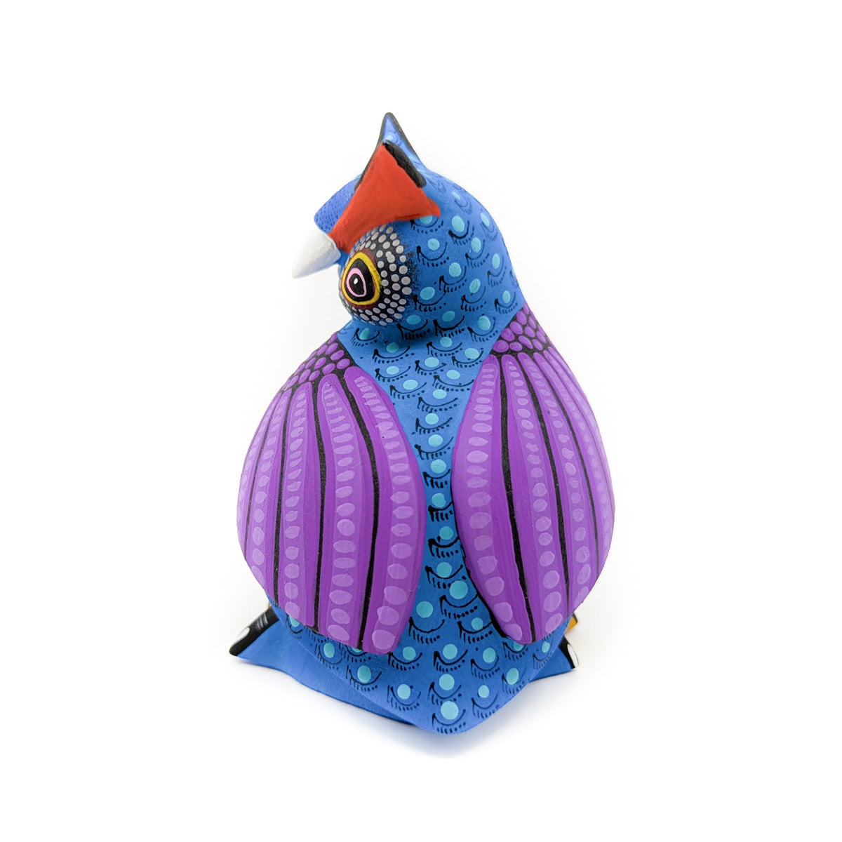 Vibrant Owl with Blue Body and Purple Wings