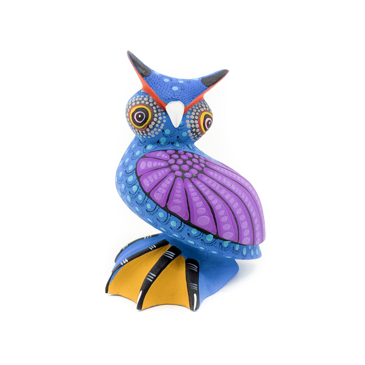 Vibrant Owl with Blue Body and Purple Wings