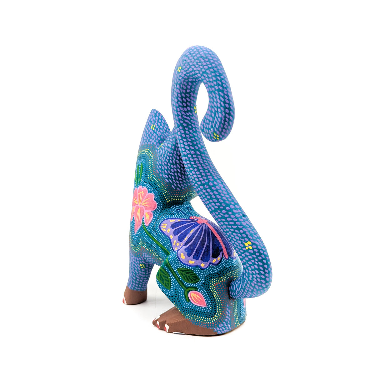 Intricately Blue and Teal Cat with Butterfly Detail