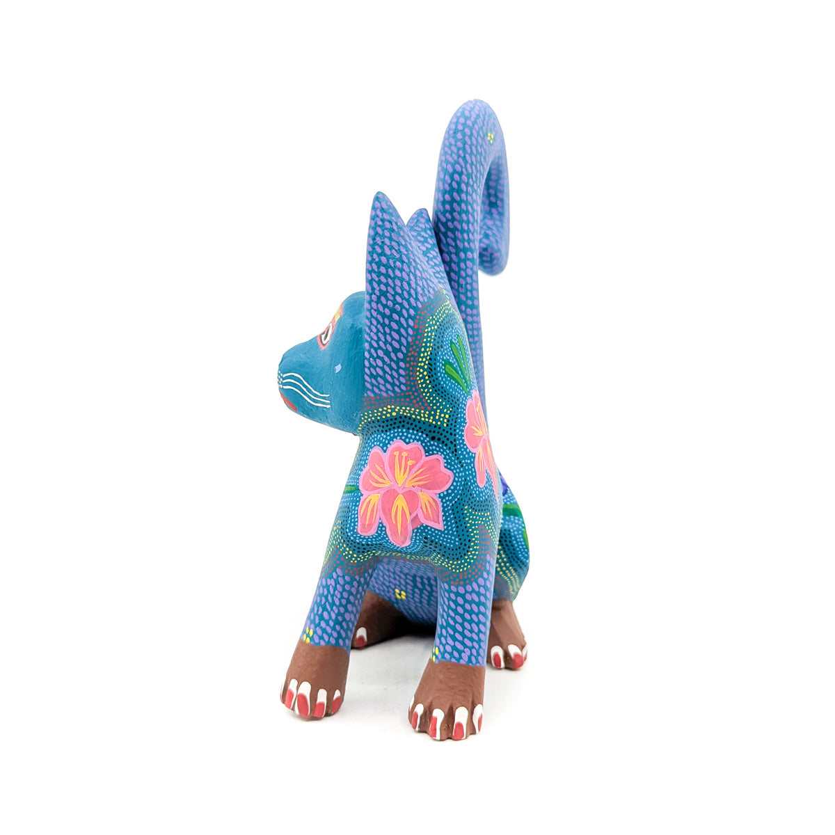 Intricately Blue and Teal Cat with Butterfly Detail