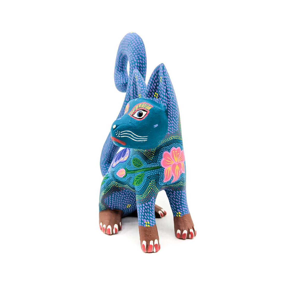 Intricately Blue and Teal Cat with Butterfly Detail