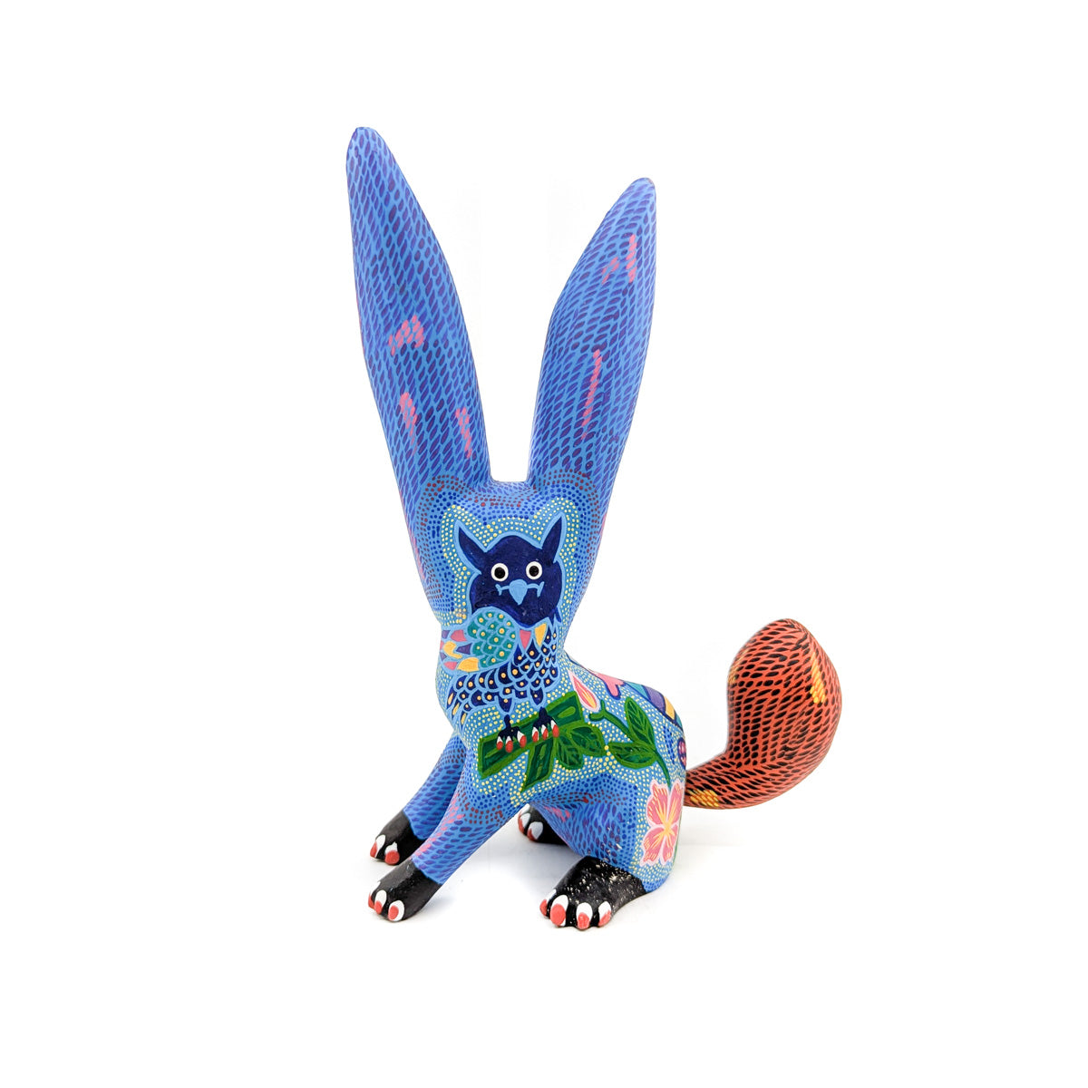 Blue Rabbit with Seahorse and Owl Detail