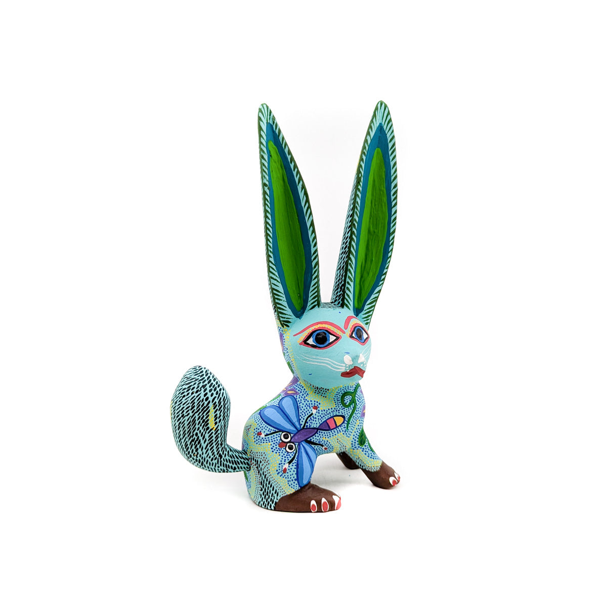 Mint Green Rabbit with Blue Dragonfly Detail