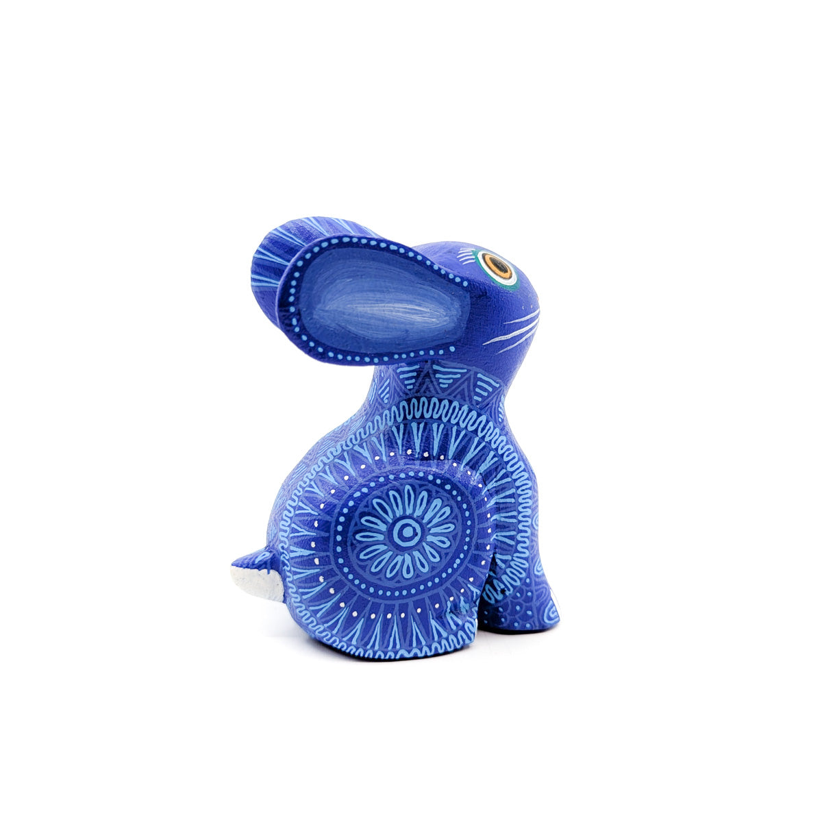 Indigo Bunny with Light Blue Geometric Design