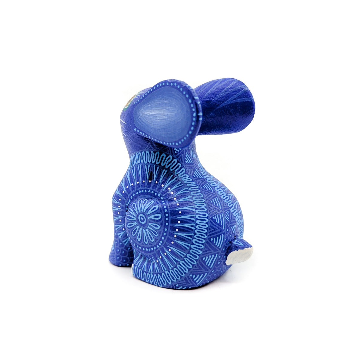 Indigo Bunny with Light Blue Geometric Design