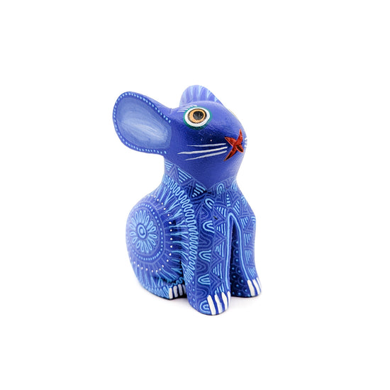 Indigo Bunny with Light Blue Geometric Design