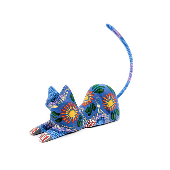 Periwinkle Blue Floral Reclining Cat