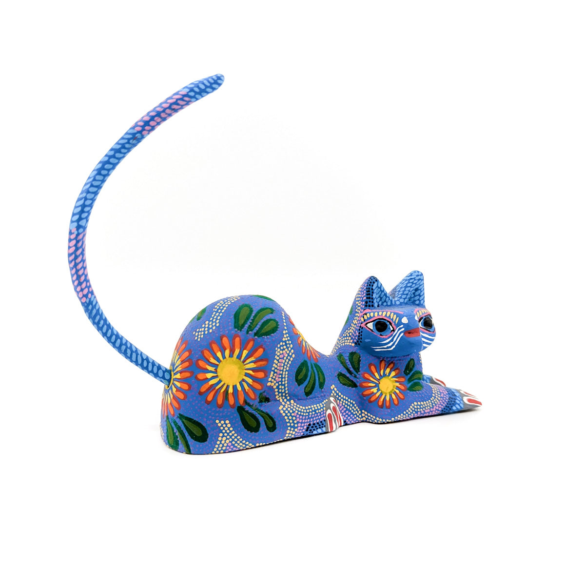 Periwinkle Blue Floral Reclining Cat
