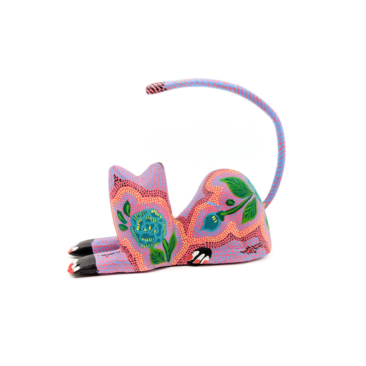 Serene Pink and Purple Floral Reclining Cat