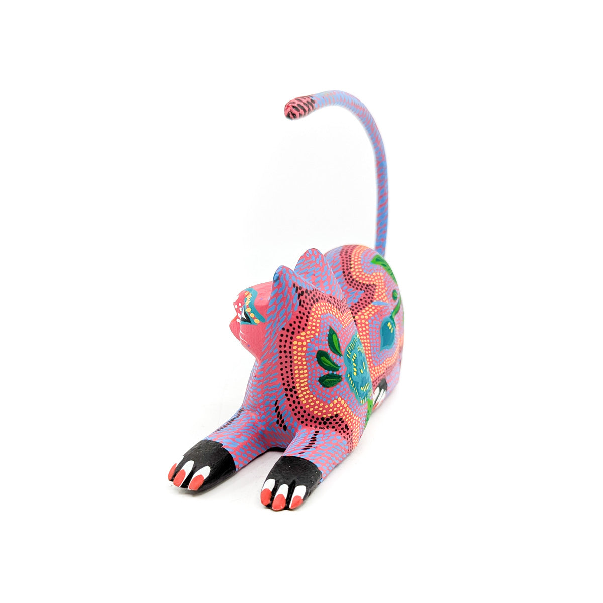 Serene Pink and Purple Floral Reclining Cat