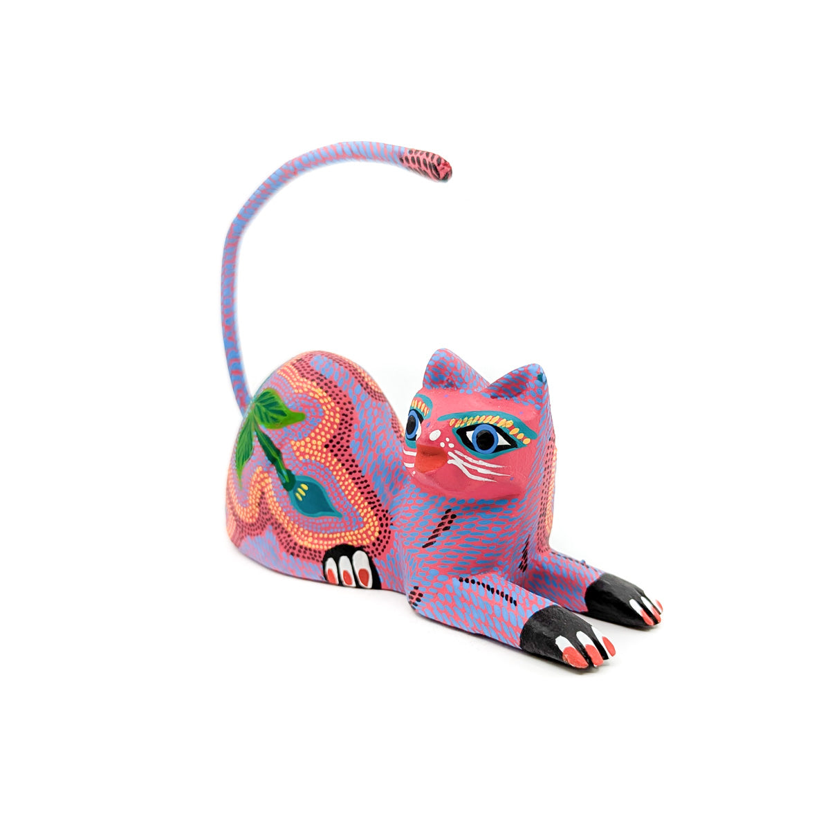 Serene Pink and Purple Floral Reclining Cat