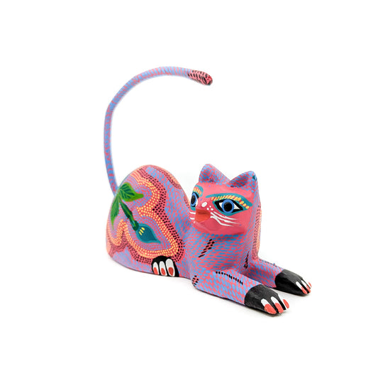 Serene Pink and Purple Floral Reclining Cat