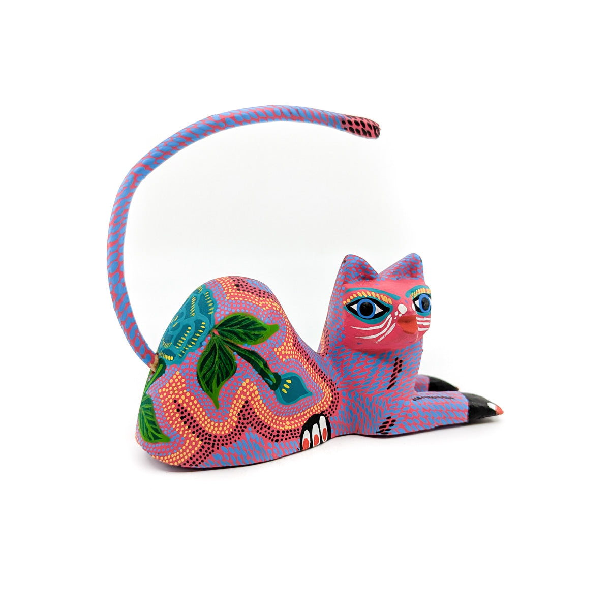 Serene Pink and Purple Floral Reclining Cat