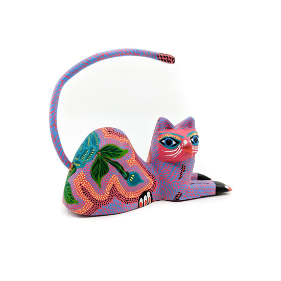 Serene Pink and Purple Floral Reclining Cat