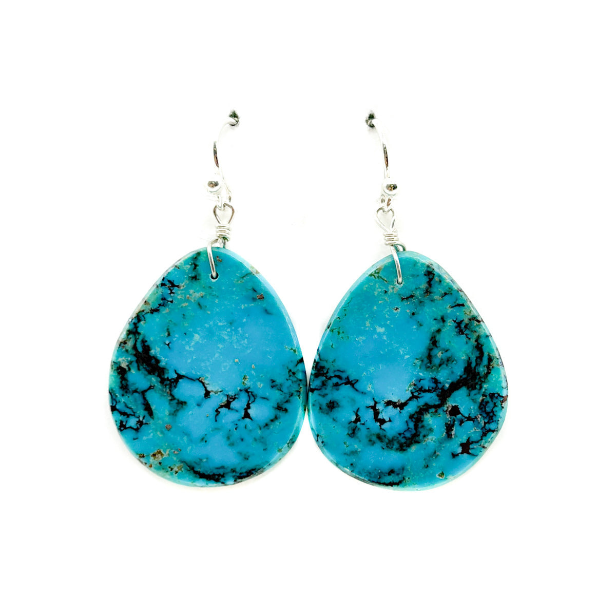 Oval Turquoise Slab Earrings
