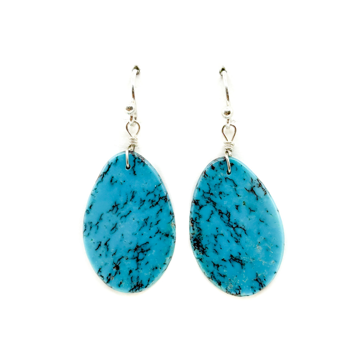 Bright Blue Turquoise Slab Earrings