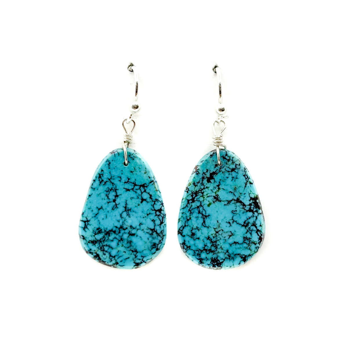 Small Oval Bisbee Turquoise Slab Earring