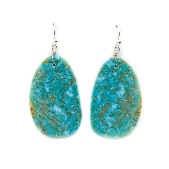 Load image into Gallery viewer, Large Turquoise Slab Earrings
