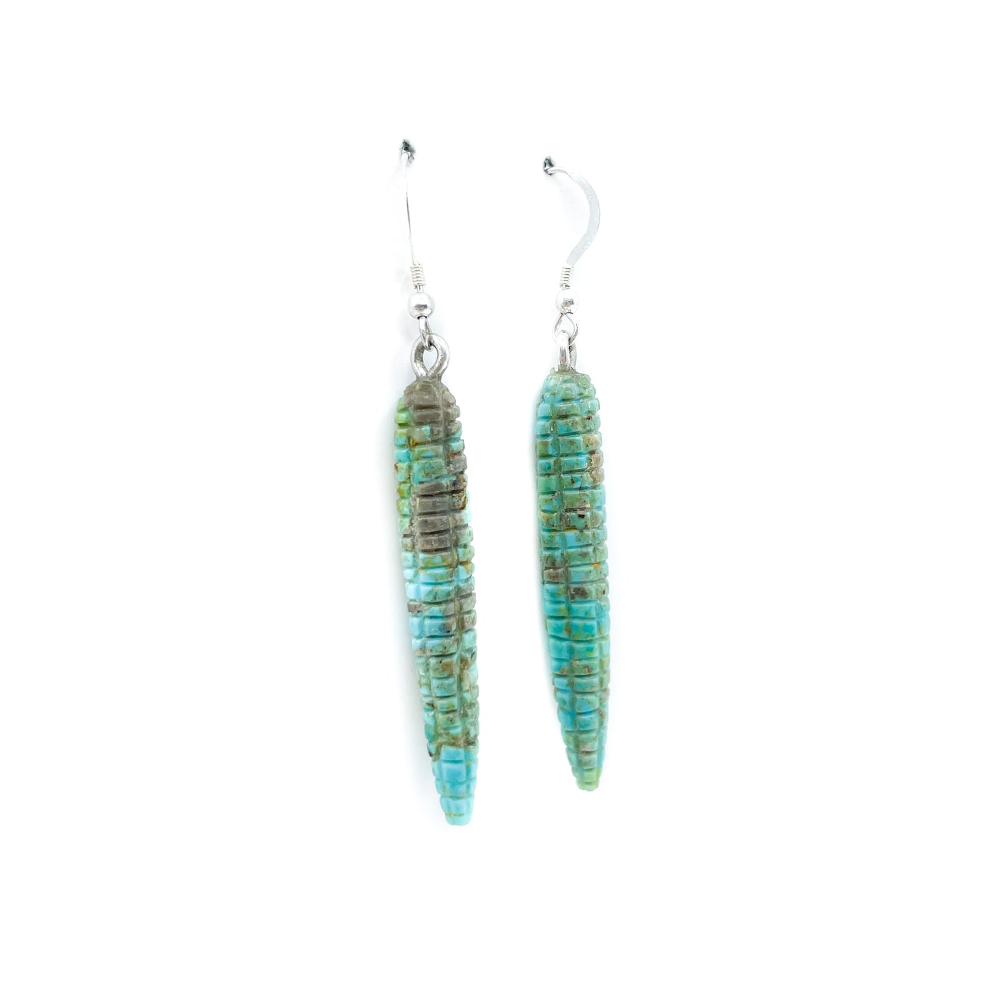 Carved Turquoise Corn Earrings - Kewa