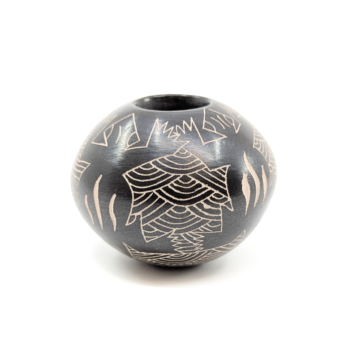Etched Black Lizard Seed Pot