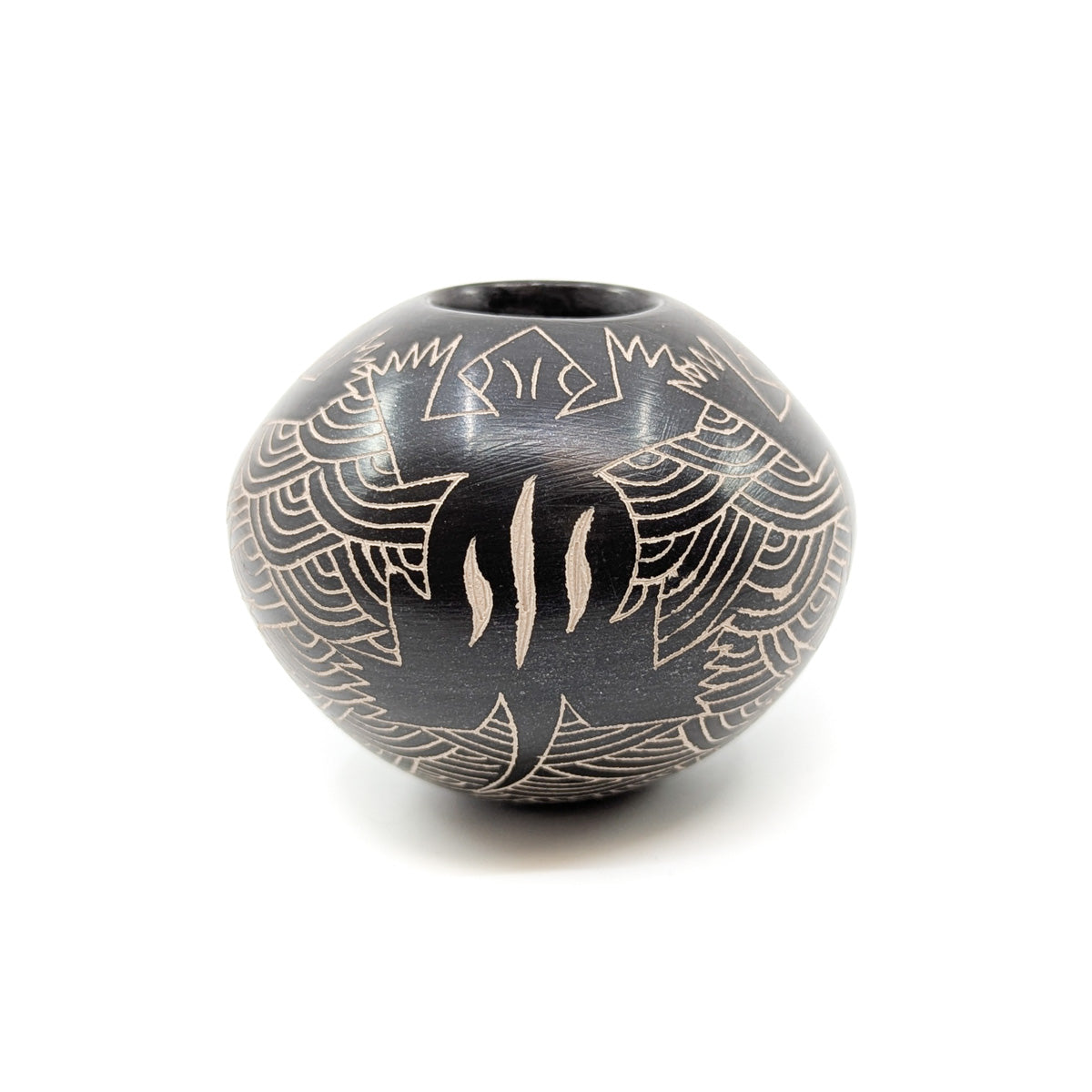 Etched Black Lizard Seed Pot