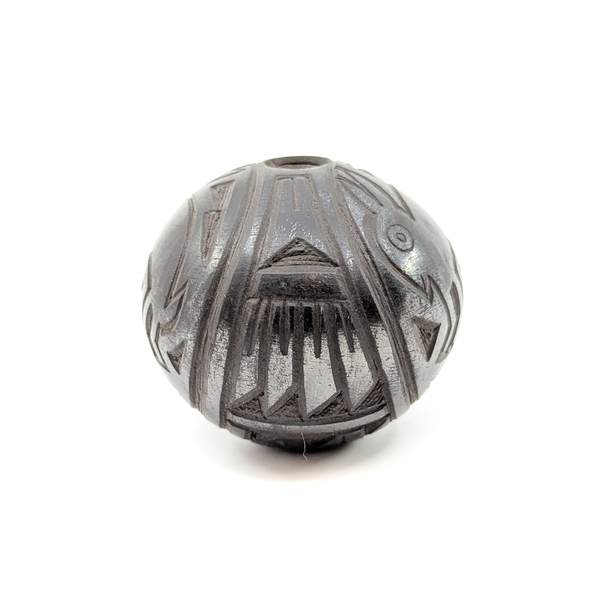 Black on Black Etched Rabbit Seed Pot