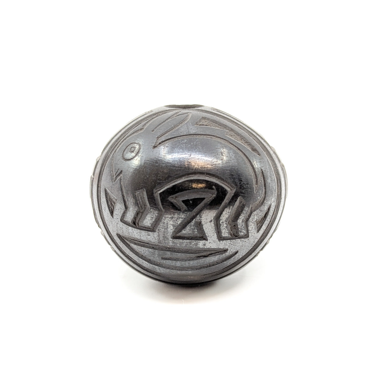 Black on Black Etched Rabbit Seed Pot