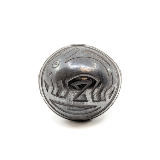 Black on Black Etched Rabbit Seed Pot