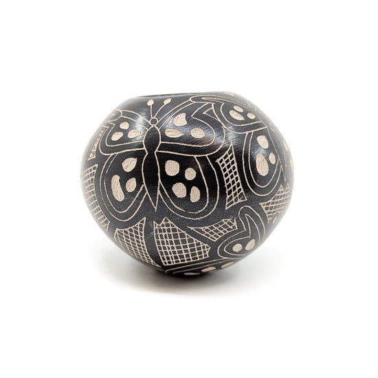 Black Etched Butterfly Mini Seed Pot